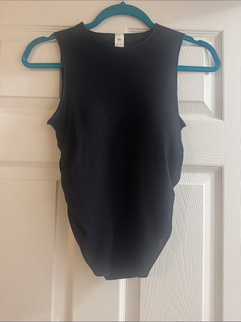 ALO Yoga Black Ribbed Sleeveless Bodysuit